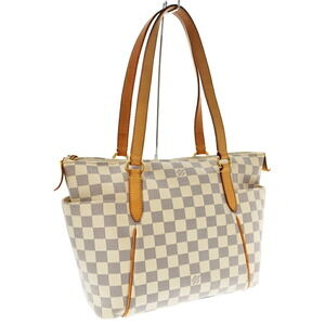 Louis Vuitton Totally Tote Bag Shoulder Leather Damier Azur White Gray